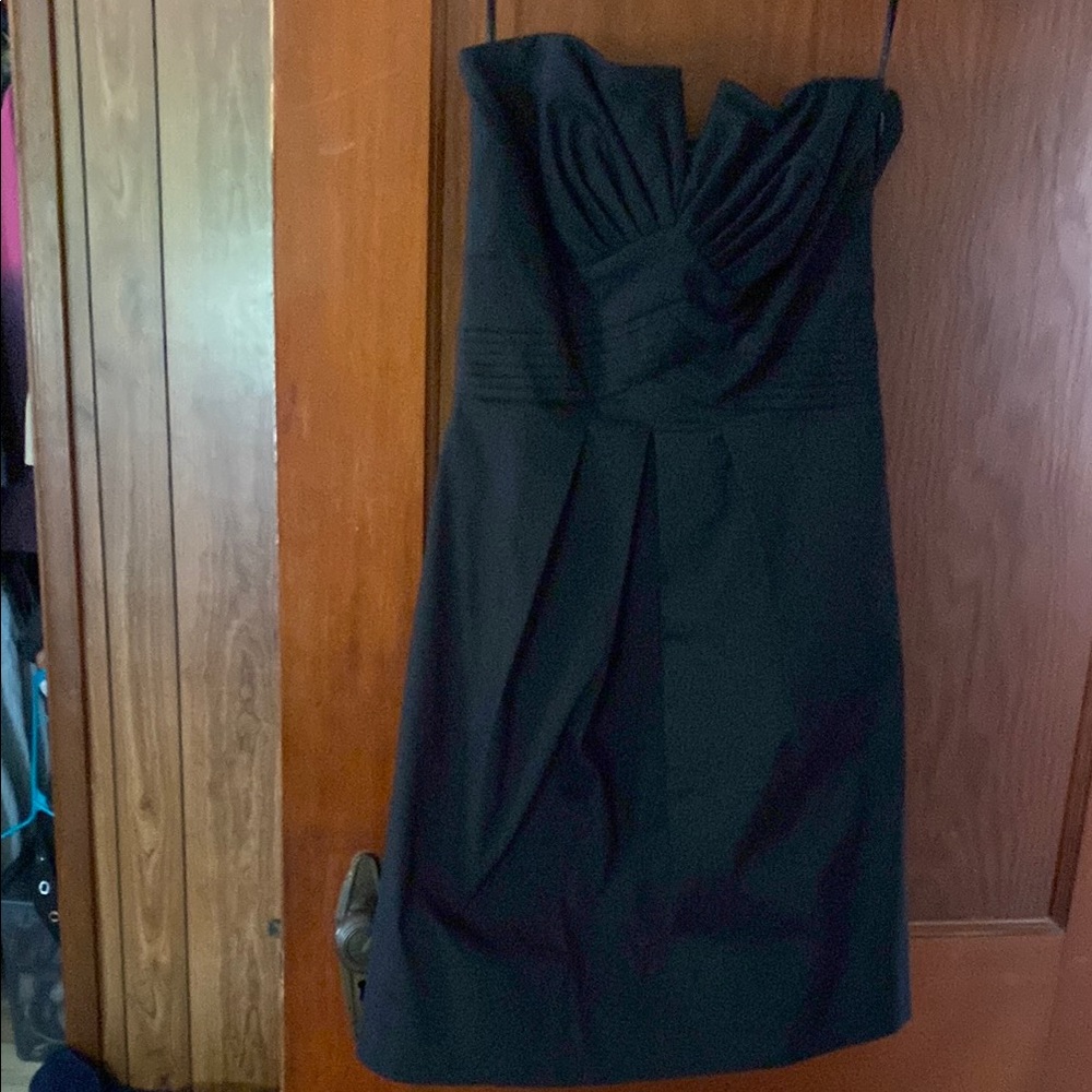 White House Black Market Black Strapless Ruched Sheath Dress